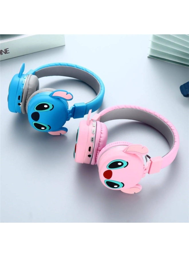 Kids Bluetooth Wireless Headphones with Mic, Cartoon Stitch Design, Foldable Over-Ear Headphones, Soft Cushions, HiFi Stereo Sound, Anime 3D Ears, AH-806 Blue, Perfect Gift for Kids - Image 3